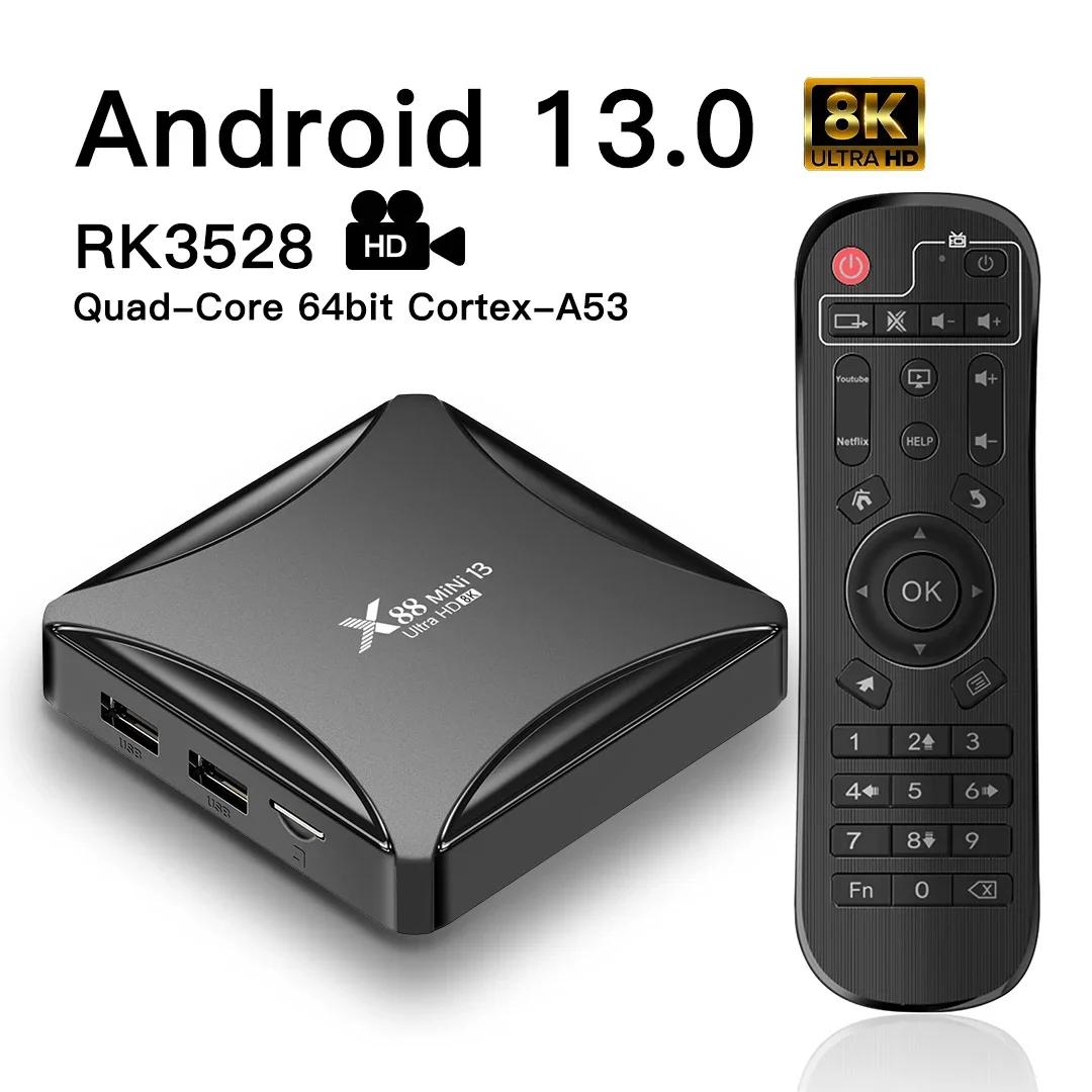 X88 ̴ 13 TV ڽ, ȵ̵ 13 Ĩ RK3528,  8K    Ʈ TV ڽ, 4G, 32GB, 64GB, Ʈ IPTV TV ڽ, ̵ ÷̾